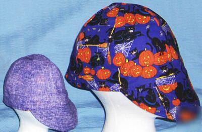 New premium halloween pumpkin welder biker hat cap 