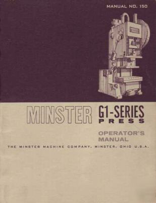 Minster G1-series press operator's manual