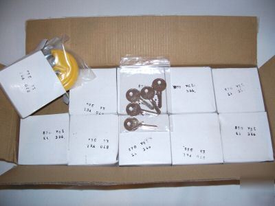 New set of 10 yellow steel disk locks. keyed alike 