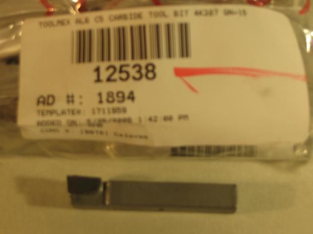 Toolmex AL6 C5 carbide tool bit 4K387 qn=15