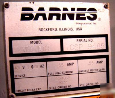 Barnes mp-100 magnetic & fabric filter separator (4964)