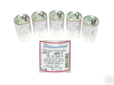 New (5) amrad motor run 45+7.5 mfd 400 vac capacitor
