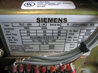 Siemens rle-800 lm 800 amp static trip iii draw-out 