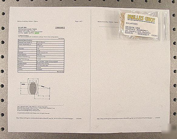 C20775 lot 3 melles griot 01 lat 005 achromat triplets