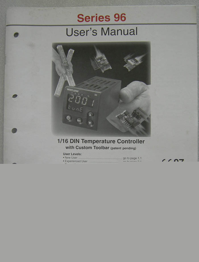 Watlow 96 series temperature controller users manual[16