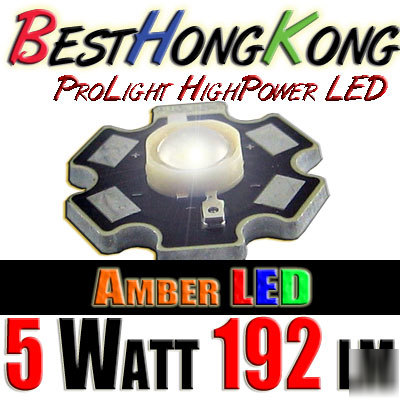 High power led set of 100 prolight 5W amber 192 lumen