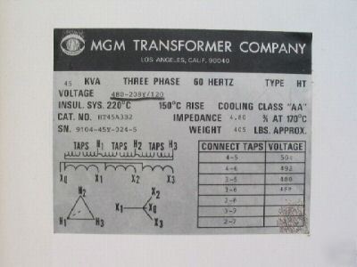 Rse-sierra mgm transformer co. 45 kva temp power box