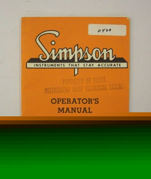 Simpson model 262, series 2 operators manual - $5 ship 