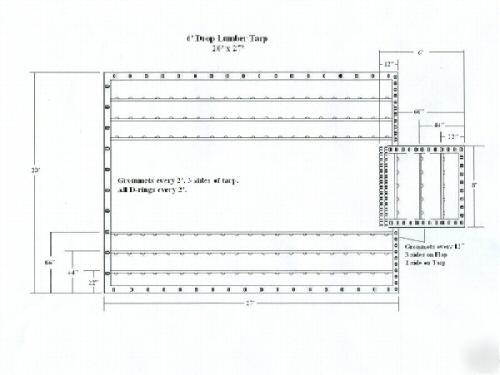 New lite weight flat bed lumber tarps-6 ft drops