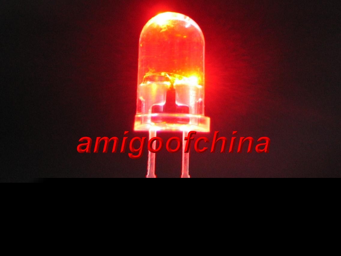 100X 5MM red 5000 mcd led bulb light free resistors