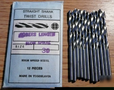12PC jobber length #30 hss drill