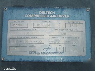 Atlas copco 50 hp air compressor & deltech air dryer