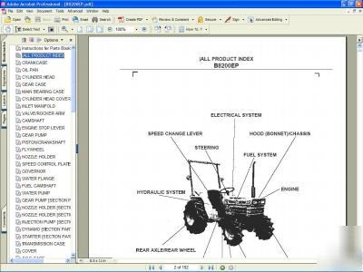 Kubota B8200EP 2 x 4 tractor parts manual