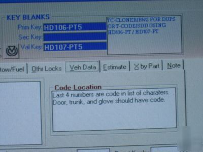 Locksmith autotel cd vehicle database for the locksmith