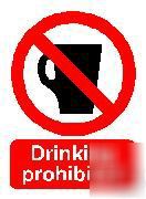 Large metal safety sign drinking prohibited 1425