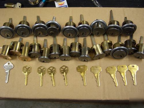 Vintage rim cylinders von duprin orig. w/ extras lg lot