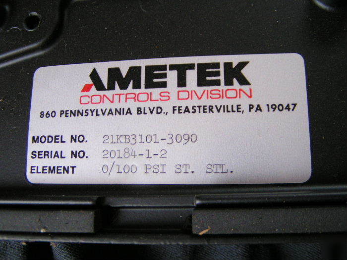 Ametek 40 0-100 psig pressure gauge switch weather box
