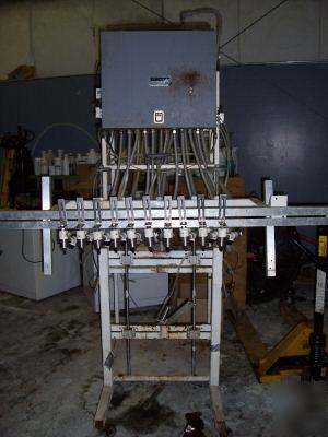 Used 10 head gravity filling machine, bottling machine