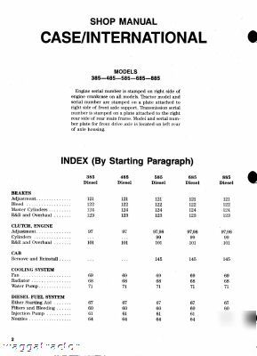 Case international 385 thru 885 tractor workshop manual