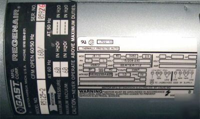 Regenerative blower ring compressor 2.5 hp 160 cfm nice