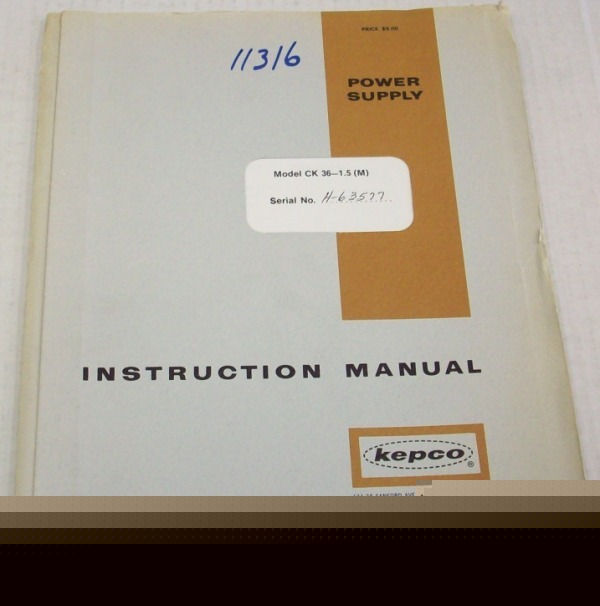 Kepco ck 36-1.5M power supply op/svc manual - $5 ship 