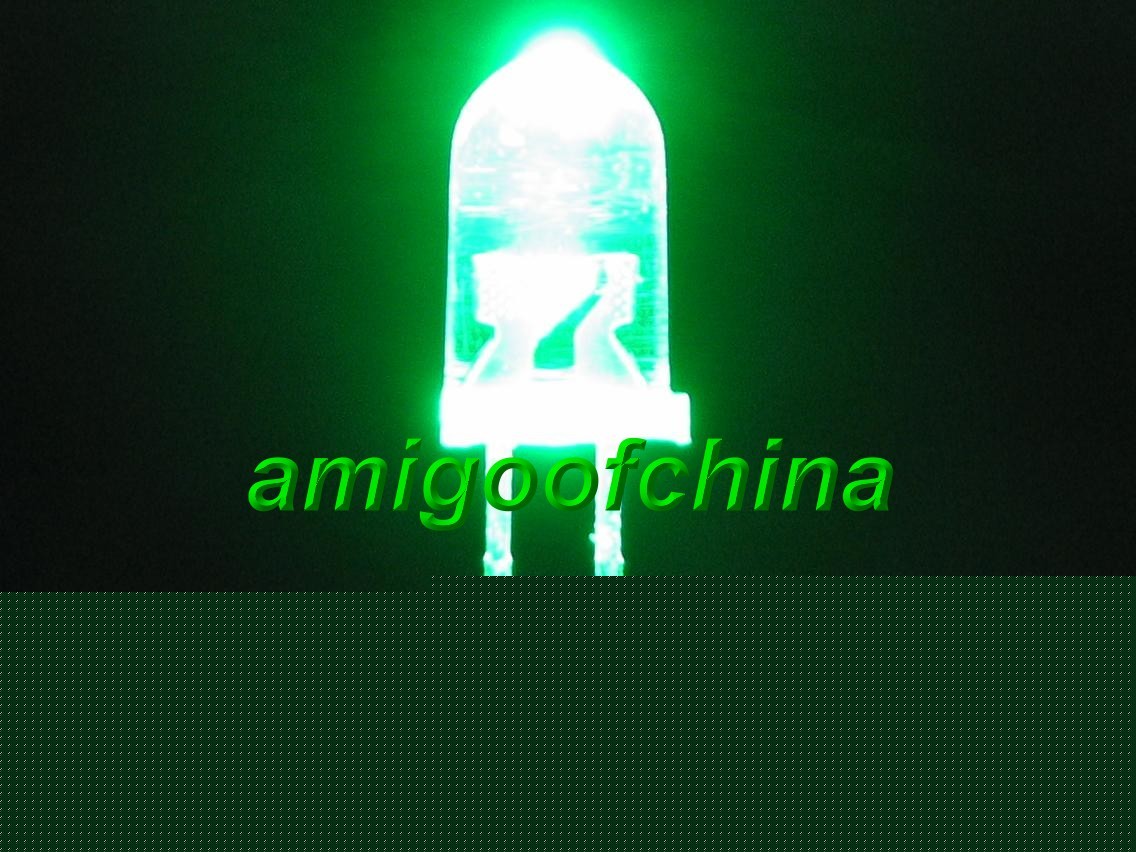 50X 5MM green 5000 mcd led bulb light free resistors