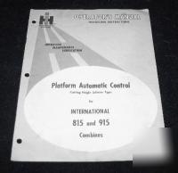 Ih intl harvester combines models 815 915 automatic