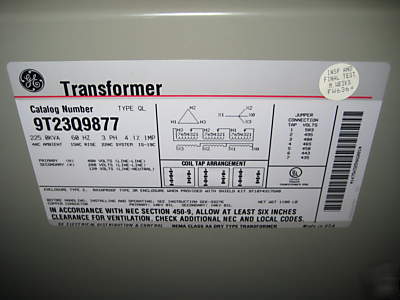 Ge transformer 225 kva 225KVA 9T23Q9877 ql 480/208/120V