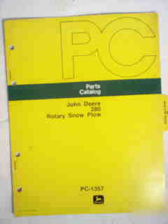 John deere 280 rotary snow plow parts catalog-nice 