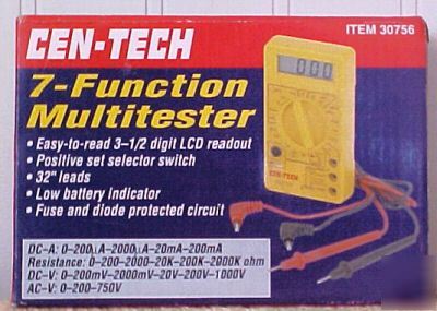 New cen-tech 7 function multitester * * digital lcd