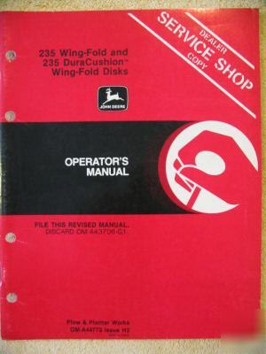 John deere 235 wing fold dura cushion disk ops manual