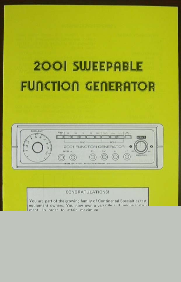 Csc 2001 sweepable function generator manual