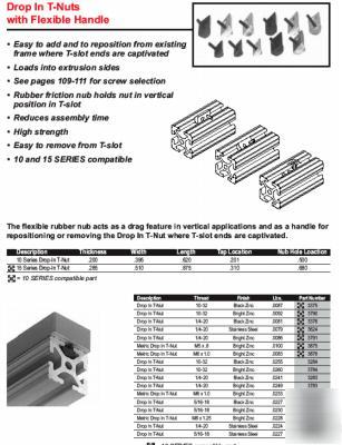 12 (#3842) 8MM drop-in t-nuts w handle for (80/20 inc)