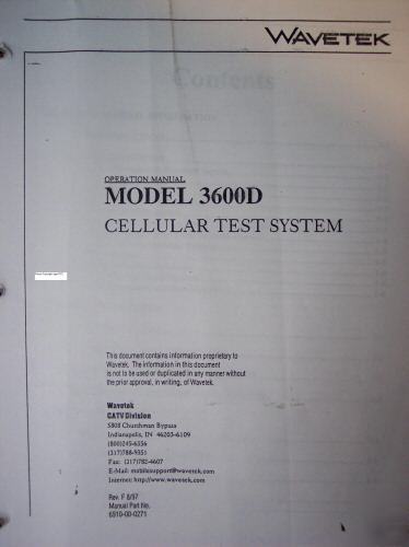 Cellular test system wavetek 3600D w/copy of manual