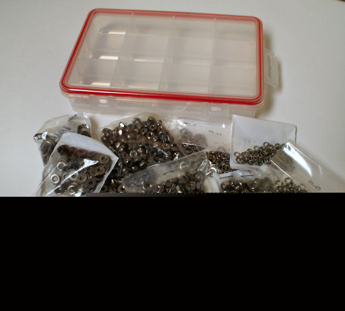 Assort. stainless nuts & washers-w/case - 1100 pcs.