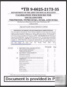 Tek tektronix SC501 SC502 SC504 calibration manual