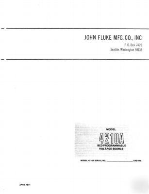 John fluke 4210A operation & service manaul