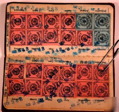1939 - 1953 machinists dues stamp book