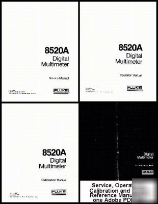Fluke 8520A dmm service ops calibr quickref manual set