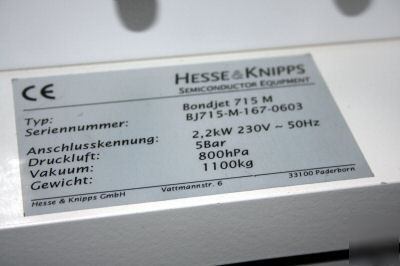 Hesse & knipps bondjet 715M bonder BJ715M flip chip