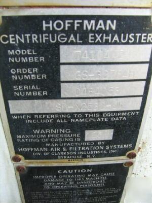 60 hp hoffman blower exhauster model 74104A2 (1499-02)