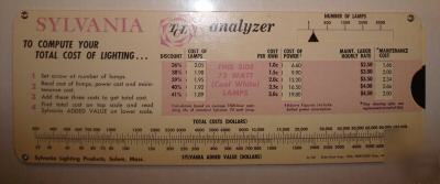 Sylvannia cost of lighting analyzer 1960