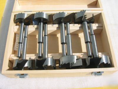 8 pcs jumbo hss forstner bit set case included 