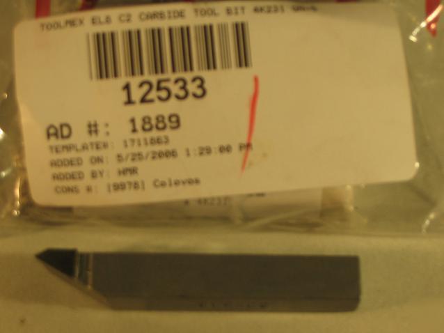 Toolmex EL8 C2 carbide tool bit 4K231 qn=5