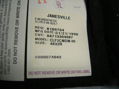 Janesville firefighters bunker coat - 46X32R