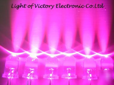 100 x 5MM pink led lamp 10,000MCD + 100 free resistor