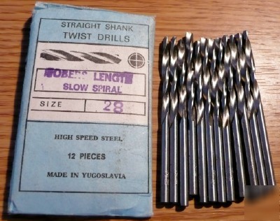 12PC jobber length #28 hss drill