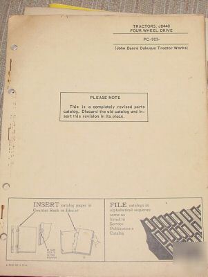 66 john deere JD440 jd 440 tractor parts manual catalog