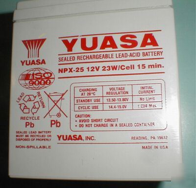 New 50 yuasa npx-25 12 volt rechargeable sealed battery