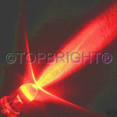 100 pc megabright red led 5MM 30KMCD free resistor